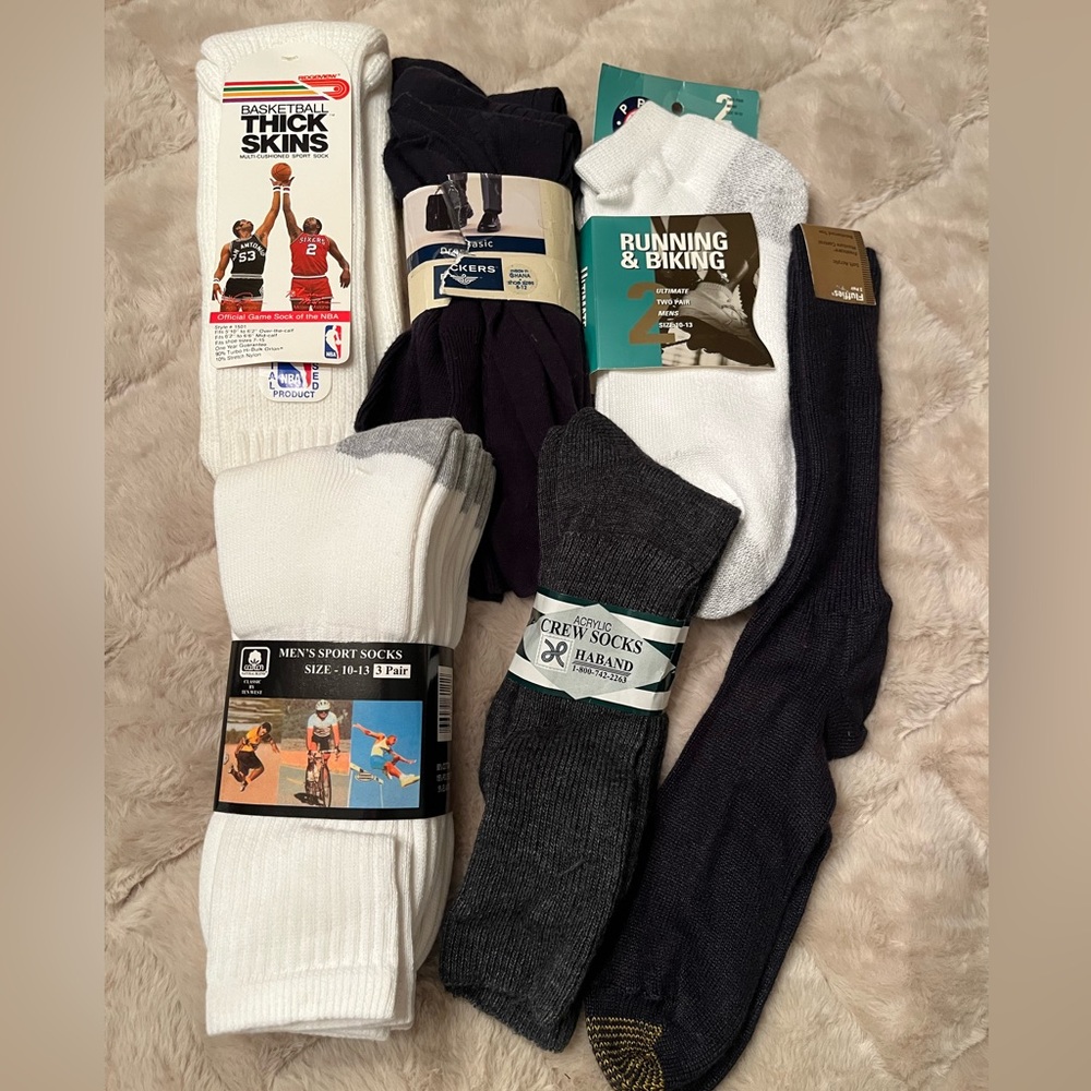 LOT Vintage Mens Socks Basketball Thick Skins Fluffies Dockers Haband Pro Spirit